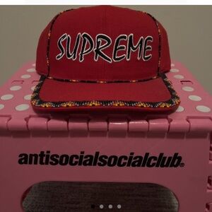 Supreme Red Cap with Beaded Trim